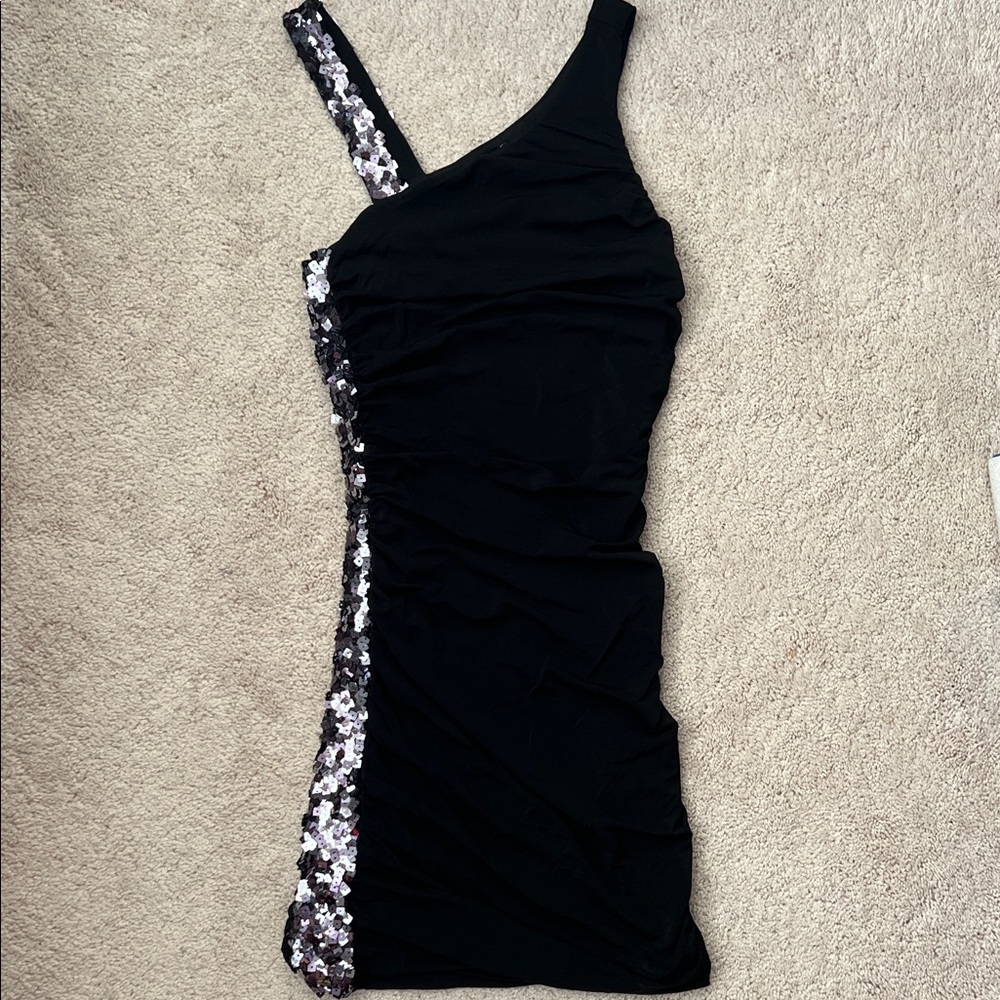 Bebe sequin ruched mini dress XS